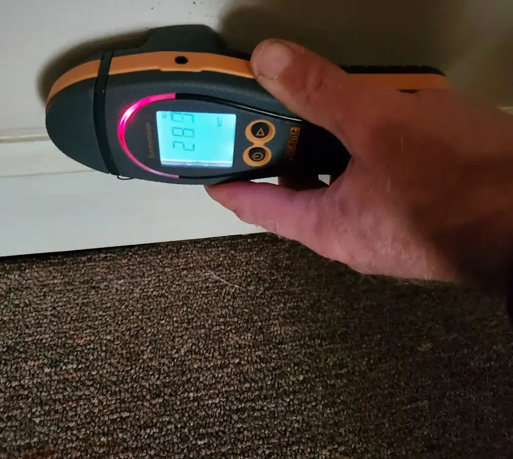 Moisture detection at baseboard during Sewage Cleanup & Sanitation in Millersville